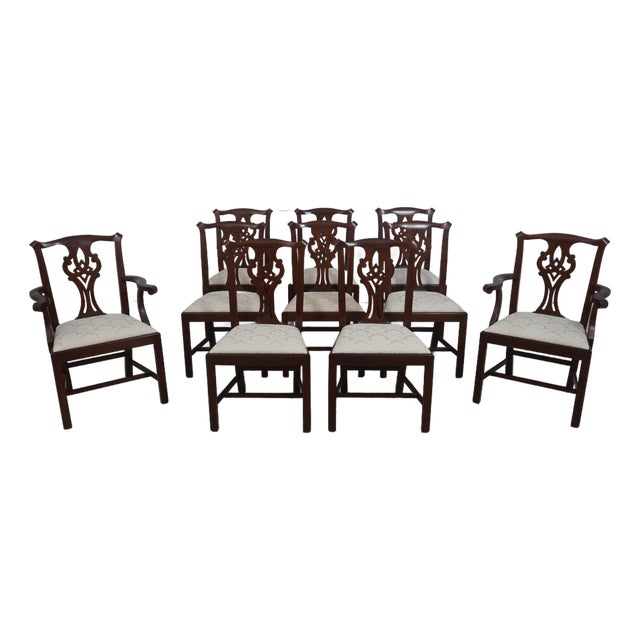 Set of 10 Henkel Harris Mahogany Dining Chairs For Sale