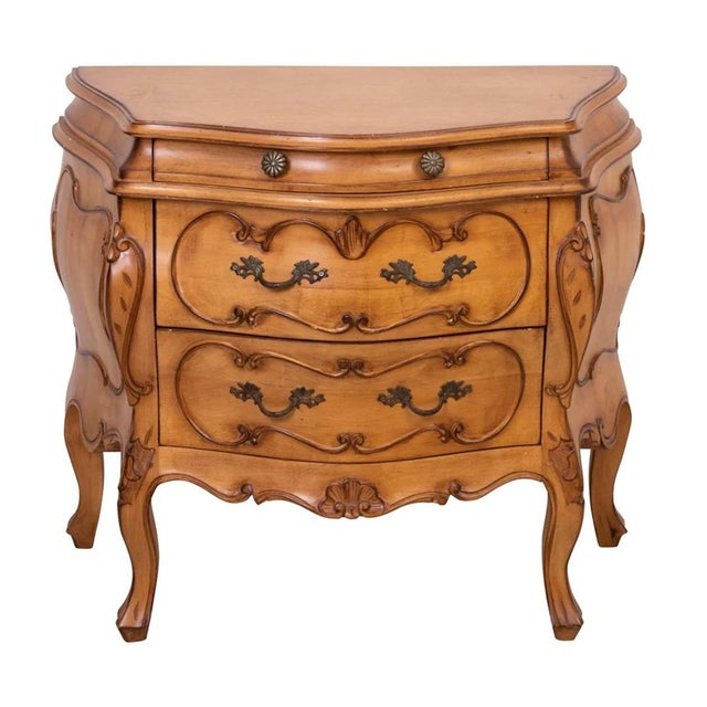 Italian Three Drawer Carved Bombe Commode or End Table For Sale - Image 11 of 11