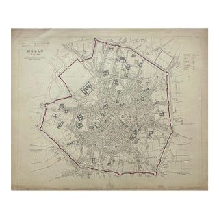 Milan Italy, Original Map, 1834 For Sale