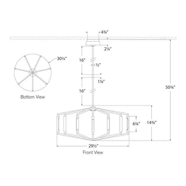 Visual Comfort Kelly Wearstler for Visual Comfort Signature Appareil 30" Low Profile Chandelier in Bronze For Sale - Image 4 of 4