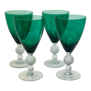 1930s Morgantown “Venetian Green” Water Goblets- Set of Four