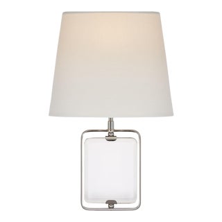 Suzanne Kasler for Visual Comfort Signature Henri Framed Jewel Sconce in Crystal & Polished Nickel with Linen Shade For Sale
