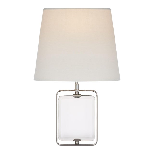 Suzanne Kasler for Visual Comfort Signature Henri Framed Jewel Sconce in Crystal & Polished Nickel with Linen Shade For Sale