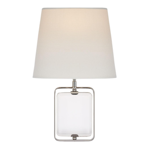 Suzanne Kasler for Visual Comfort Signature Henri Framed Jewel Sconce in Crystal & Polished Nickel with Linen Shade
