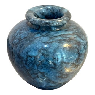Small Blue Marble Bud Vase For Sale