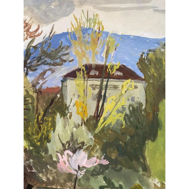 Isaac Charles Goetz, Geneva's Landscape: Villa in Front of the Salève, 1940, Artwork on Paper For Sale - Image 4 of 6