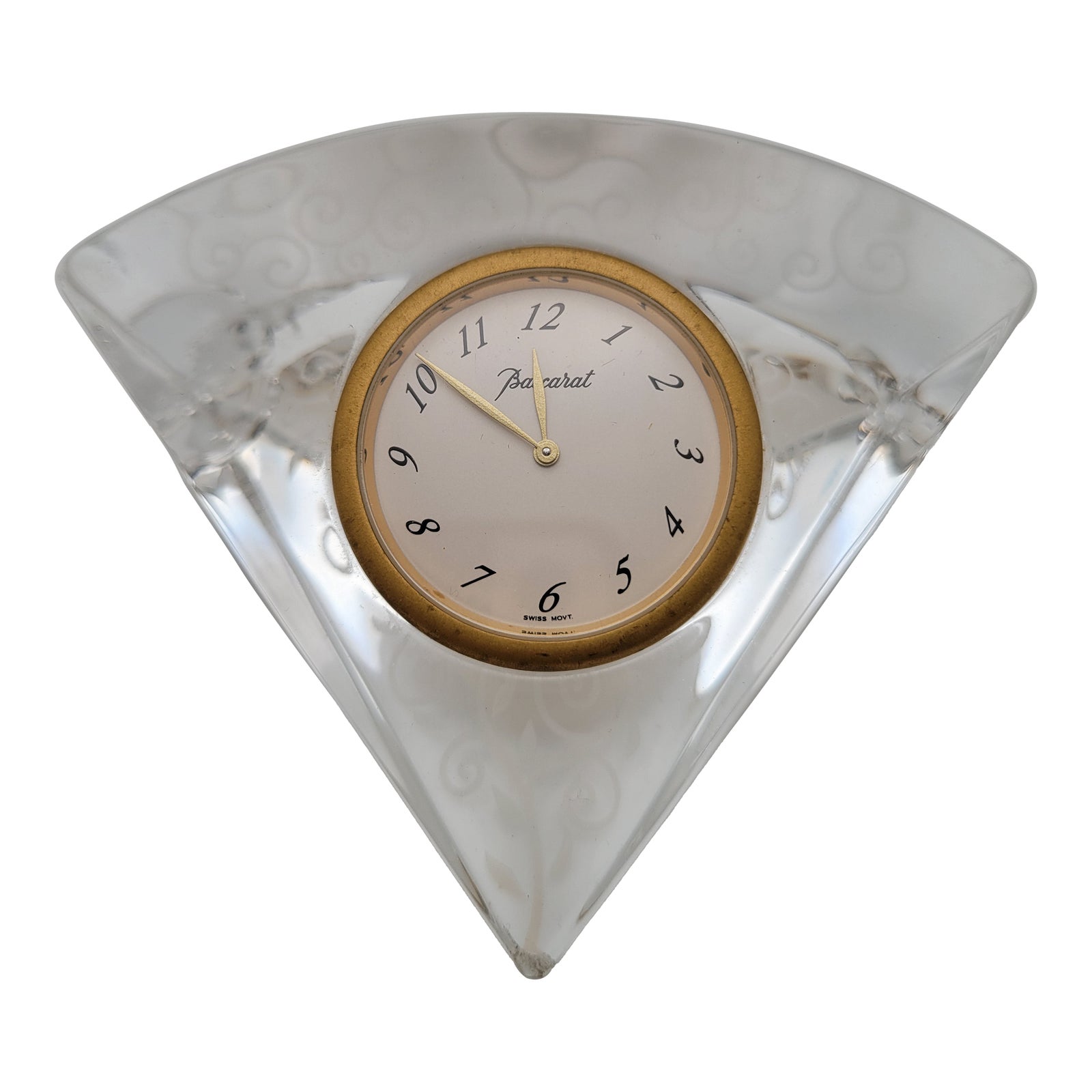 Baccarat Crystal Rendezvous Low Glass Clock Sculpture | Chairish
