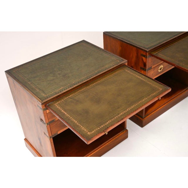 1930s Antique Yew Wood Bedside Tables, 1930, Set of 2 For Sale - Image 5 of 11