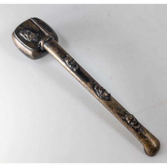 Japanese 19th Century Japanese Meiji Silver Yatate Writing Set With Oni Masks For Sale - Image 3 of 14