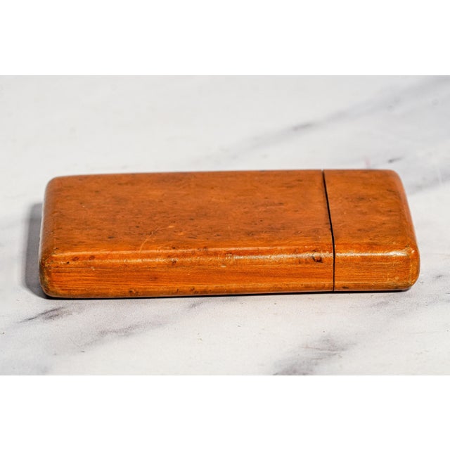 Handcrafted Antique Wood Cigarette Case Integral Wood Hinge Gentleman’s Pocket Accessory Tobacciana For Sale In New York - Image 6 of 8