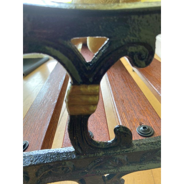 Brown Childrens Safari Animals Themed Hand Painted Cast Iron & Mahogany Garden Bench For Sale - Image 8 of 11