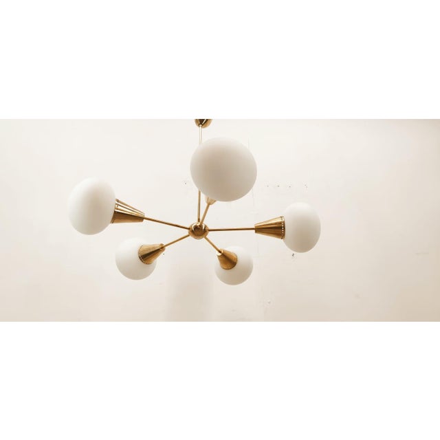 Vintage Italian Sputnik Ceiling Lamp with Forat Oval Glass Cones For Sale - Image 12 of 16