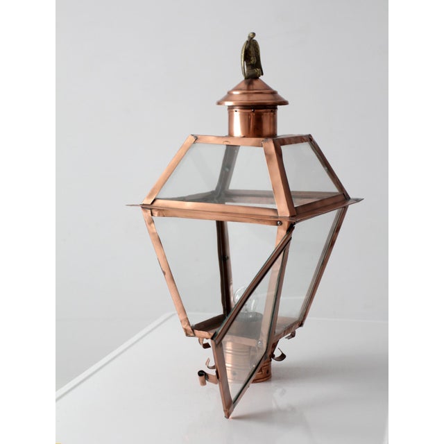 Vintage Copper Lantern Light Fixture With Brass Eagle Finial For Sale - Image 14 of 18