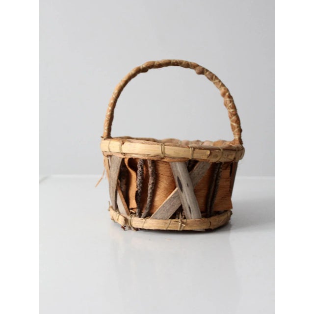 Contemporary Vintage Rustic Bark Basket For Sale - Image 3 of 10