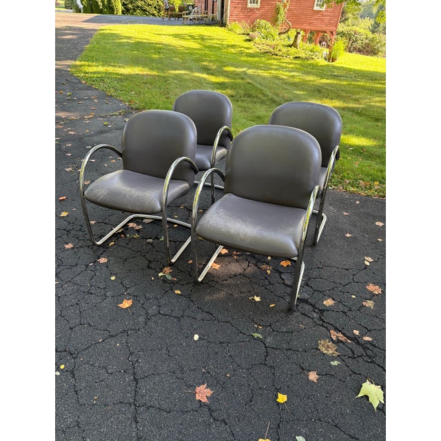 Mid-Century Modern Stanley J. Friedman Brueton Chrome & Leather Chairs For Sale - Image 3 of 4