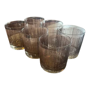 1960s George Briard Striped Lowball Glasses- Set of 6