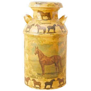 Equine Decoupage Decorated Dairy Farm Milk Jug