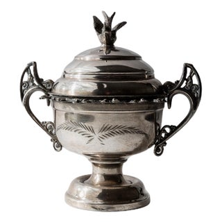 Vintage Silver Plated Footed Bowl with Lid from Warren Rogers, 1930s For Sale