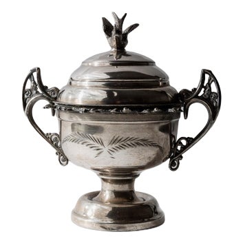 Vintage Silver Plated Footed Bowl with Lid from Warren Rogers, 1930s For Sale