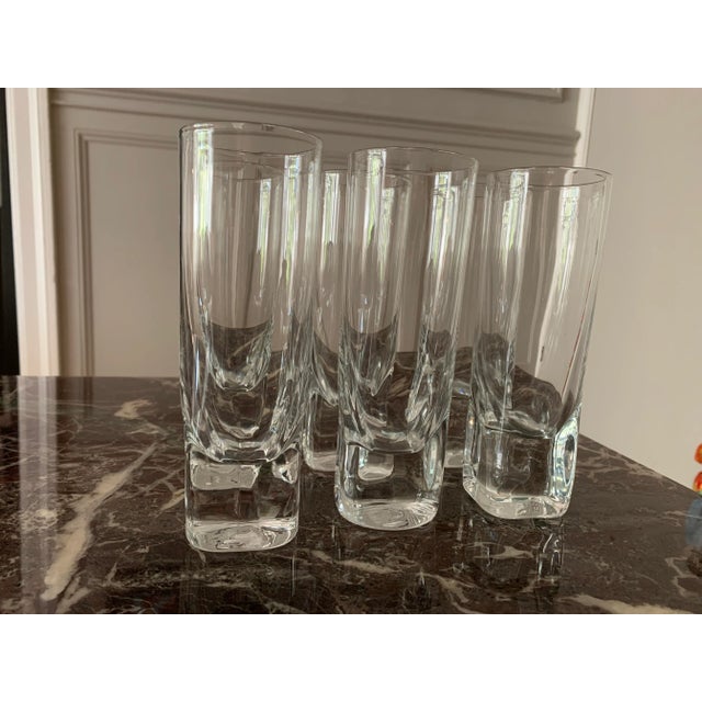 Set of six vintage Italian highball glasses. Heavy base measures 2"x2". Purchased and brought from Tuscany, Italy.