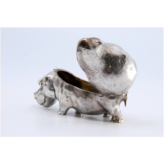 Silver Hippopotamus Brooch with Opening on the Back For Sale - Image 5 of 8