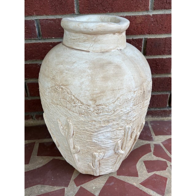 1980s Southwestern Cactus Plaster Floor Vase For Sale - Image 6 of 10