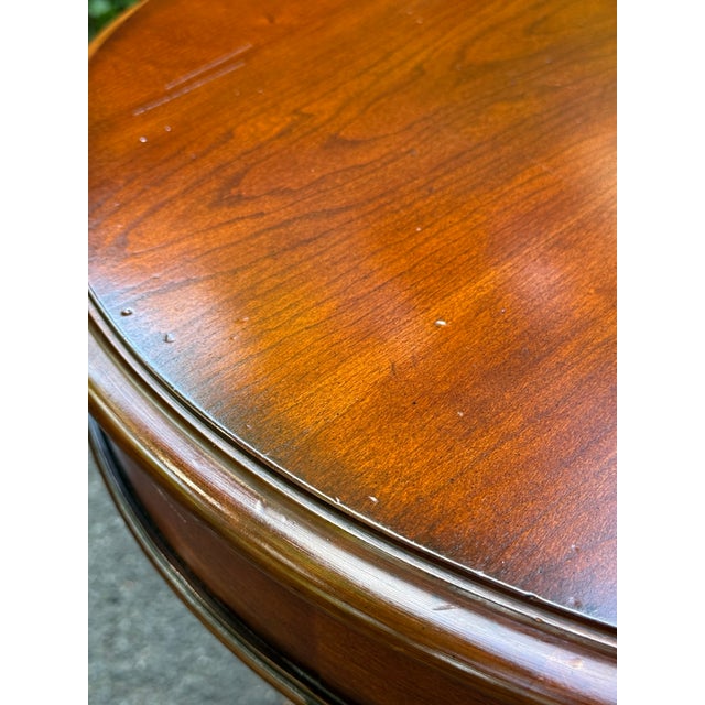 1990s Vintage Solid Cherry Regency Round End Table For Sale - Image 5 of 9