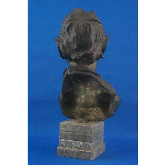 Vincenzo Cinque, Bust Sculpture of a Child, Late 1800s, Bronze with Marble Base For Sale - Image 8 of 18