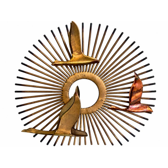 1970s Mid-Century Modern Brutalist Sunburst Bird Wall Sculptures – Exceptional Matching Pair in the Style of Curtis Jeré For Sale - Image 11 of 17