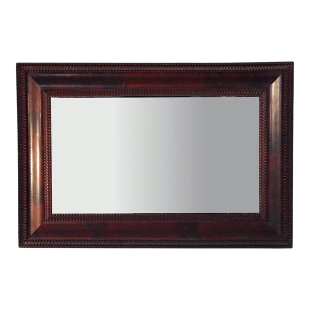 Large Antique Empire Flame Mahogany Ripple Edged Mirror C1840 For Sale
