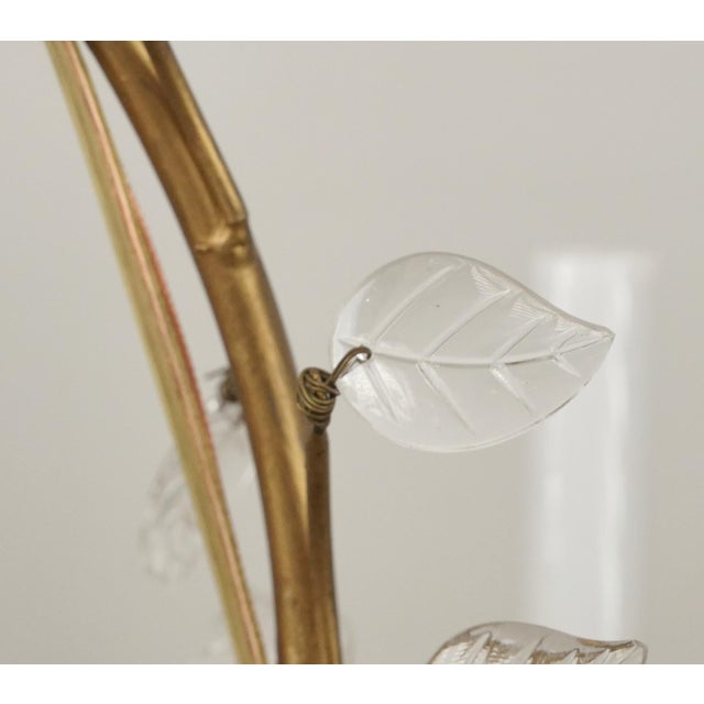 Mid 20th Century Bagues Style Gold Finish Foliate Glass Chandelier For Sale - Image 5 of 12