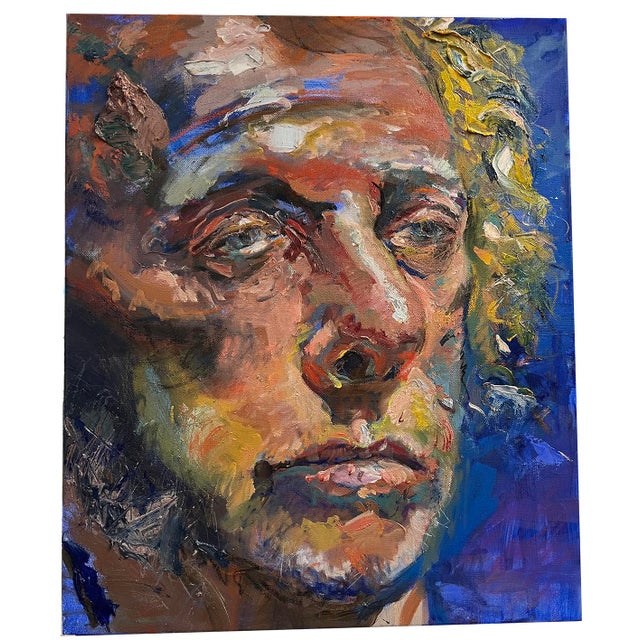 Figurative Portrait of a Man, Original Oil Painting, by Van Ness For Sale - Image 3 of 9