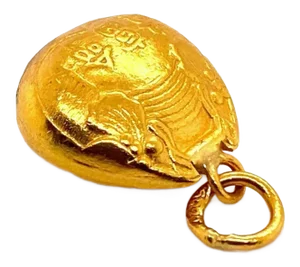 Oriental 24k Gold Bell Charm Pendant