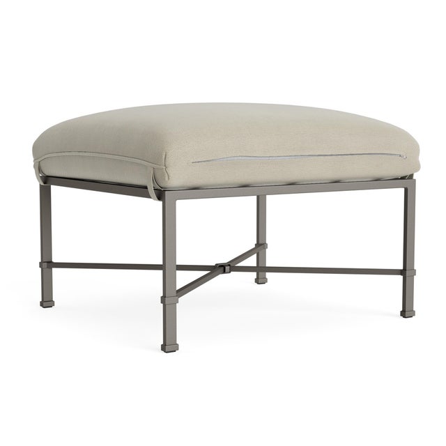 Not Yet Made - Made To Order Brown Jordan Venetian Ottoman, Mica frame with Fusion Meadow fabric For Sale - Image 5 of 11