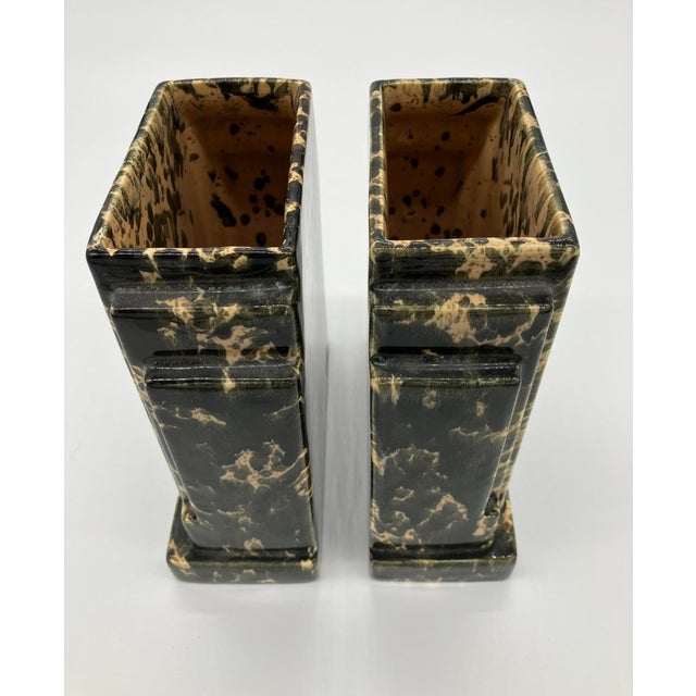 Pair of Art Deco Ceramic Vases – Marble Effect Glaze, 1920s–1930s For Sale - Image 10 of 14