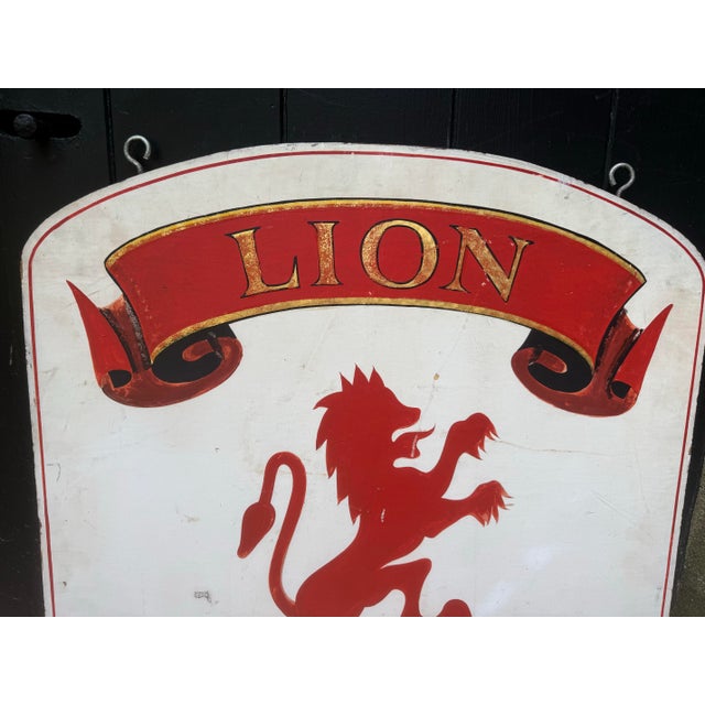 Vintage Two-Sided Wooden Trade Sign for Lion Yachts For Sale - Image 4 of 11