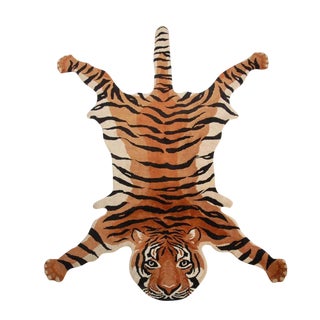 Vintage Wool Tiger Rug For Sale