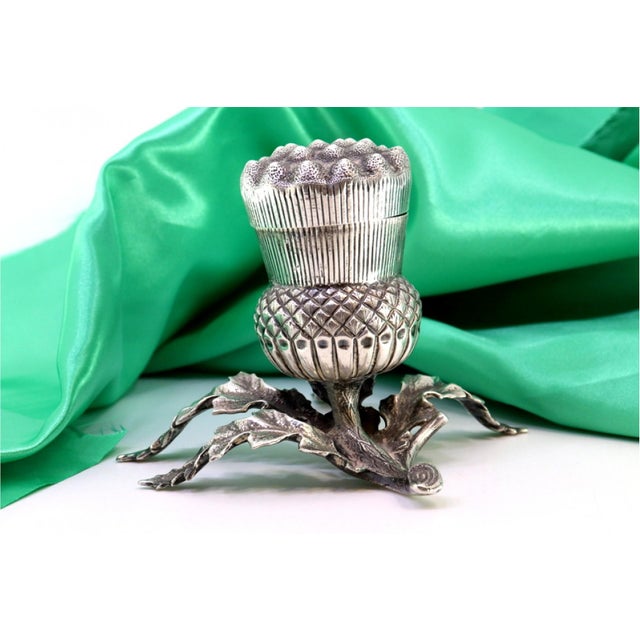 Silver Toothpick Holder with Cut-Out Leaf Applications, in Good conditions. Designed 1920 to 1949