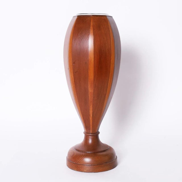 Mid-Century Modern Pair of Mid-Century Glass Lined Wood Vases For Sale - Image 3 of 8