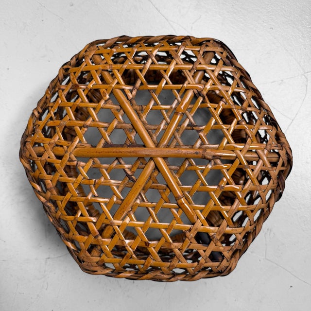 Wood Shōwa Japanese Bamboo Baskets, 1950, Set of 2 For Sale - Image 7 of 9