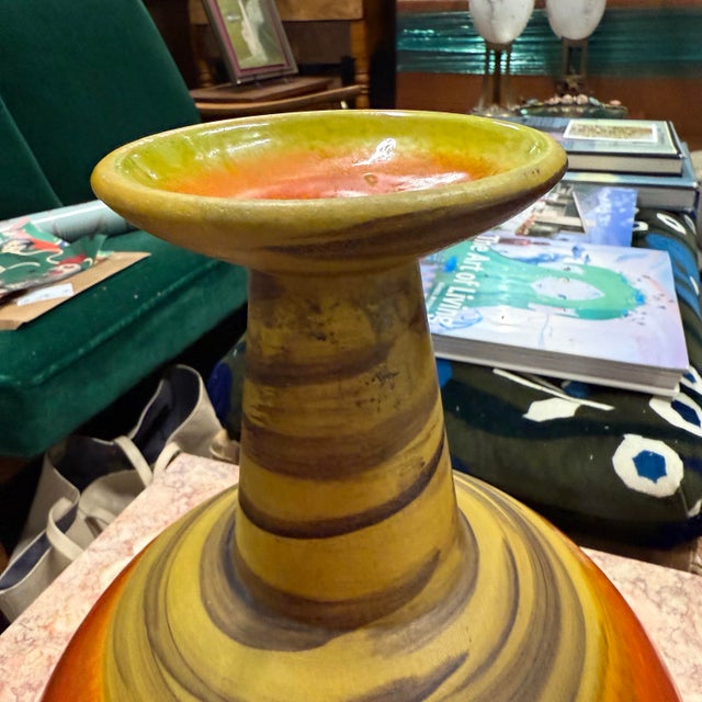 Orange Mid 20th Century Alvino Bagni for Raymor Attributed Vase, Orange, Red & Yellow Ceramic For Sale - Image 8 of 12