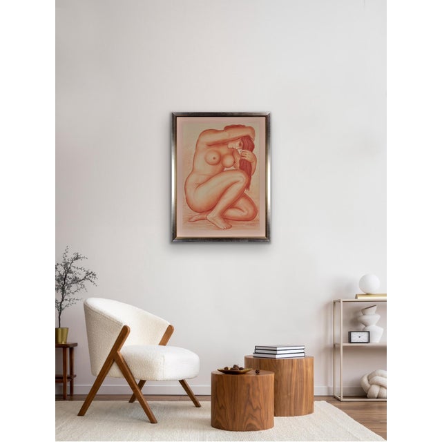 Lucien Gibert, Her Flaming Locks of Auburn Hair, Nude, 1930s, Chalk on Paper For Sale - Image 10 of 18