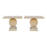 Image of Regency Style Carved Shell Form Console Table Styled After Edward Wormley for Dunbar - Pair For Sale