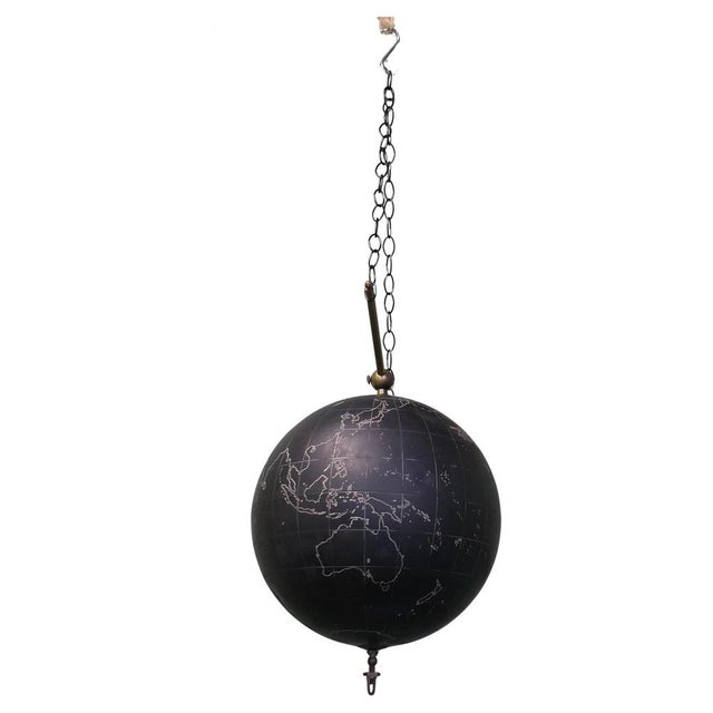 Black Terrestrial Slate Globe from Phillips, 1950 For Sale - Image 8 of 8