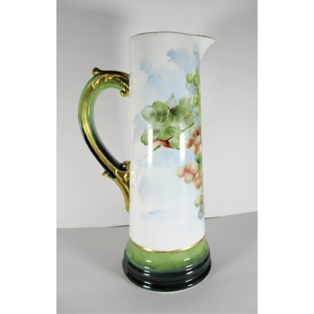 Antique Large Vienna Austria Hand-Painted Grape Tankard/Pitcher For Sale - Image 4 of 7