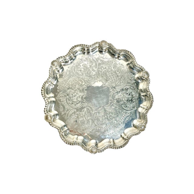 English Antique English Sheffield Plate Silver Salver With Shell Detailing by Cooper and Sons For Sale - Image 3 of 14