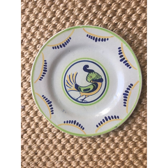 Alabaster Vintage French Faience Ceramic Cockatoo Plate For Sale - Image 8 of 8