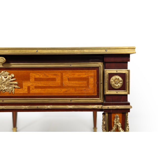 French Louis XVI Style Antique Bureau Plat Writing Desk Circa 1880 For Sale - Image 13 of 18