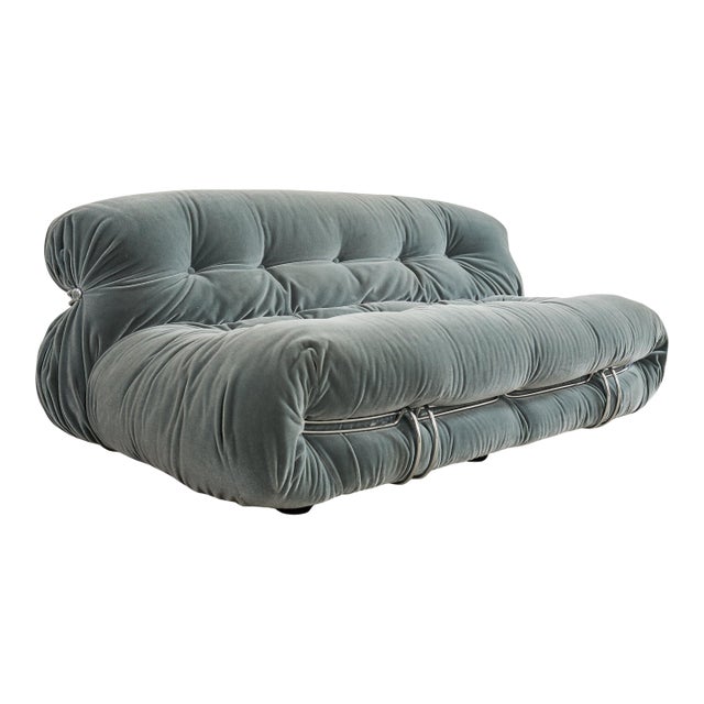Cassina Soriana Mohair Sofa Designed by Afra and Tobia Scarpa For Sale