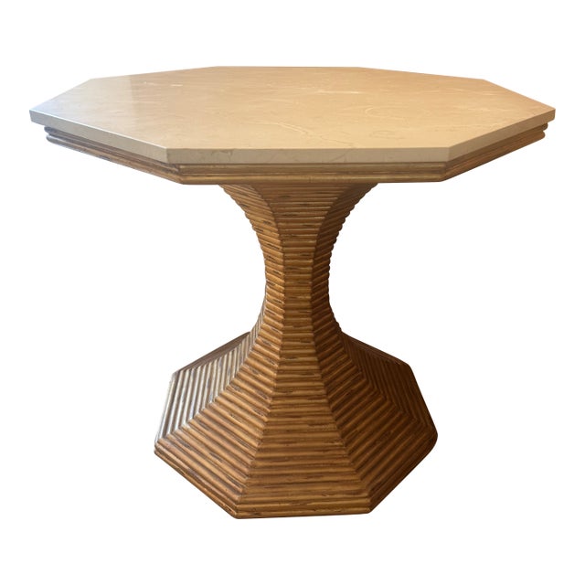 Pedestal Side Table With Marble Top For Sale